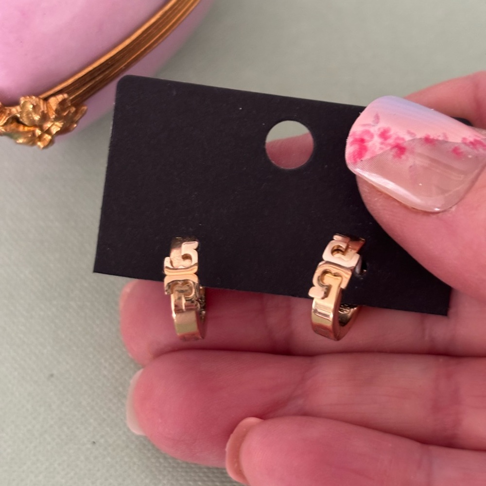 Tory Burch Gold Logo Mini Hoops